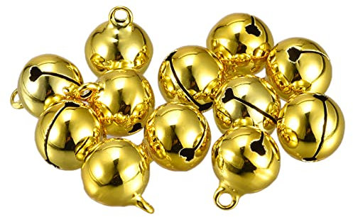sourcing map Jingle Bells, 14mm 48stk. kleine Glocken für Basteln DIY Weihnachtsdekoration, Gold Ton