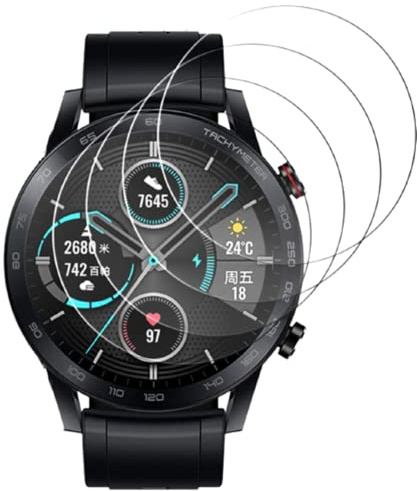 Protector de Pantalla Compatible con Watch GT2 46mm,4 Pz Premium 9H Vidrio Templado Film Vidrio Láminas Película Protectora de Pantalla Alta Resolución Antiarañazos Cobertura Completa sin Burbujas