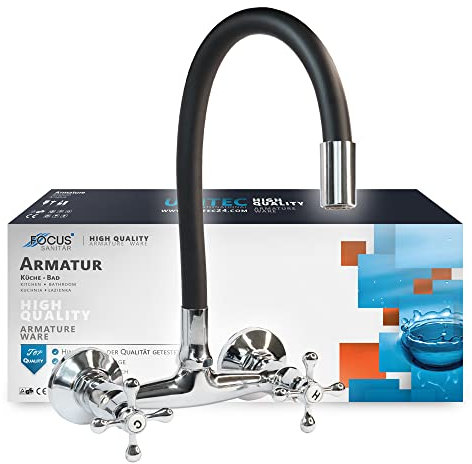 Flexibler Wasserhahn Küche 360° schwenkbarer Küchenarmatur Hoher Auslauf Spültischarmatur Armaturen Zweigriff Mischbatterie für Küche