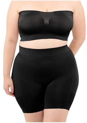 LEELA LAB Reggiseno a Fascia Senza Spalline, Intimo Modellante Taglie Forti Effetto Push-up, Realizzato in Microfibra Senza Cuciture – Made in Italy (Black, XXL)