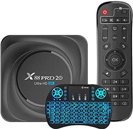 AMITVA Android TV Box 11.0, 48GB RAM 128GB ROM RK3356 Quad Core 64Bit Android Box Supports 2.4G+5G Dual Wifi BT 4.0 USB 3.0 Ultral 3D 4K Smart TV Box with Wireless Mini Keyboard,8GB+128GB