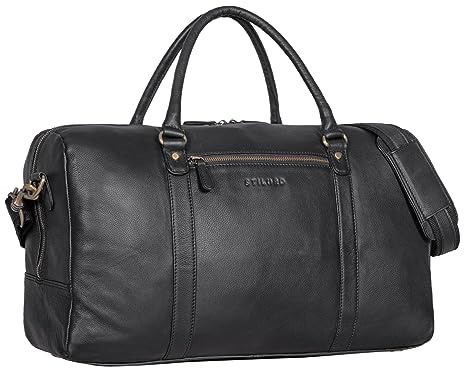 STILORD Iska Vintage Reisetasche Groß aus echtem Leder - stilvoller Reisebegleiter! Farbe:schwarz
