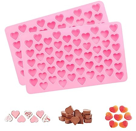 2 Pack Heart Silicone Molds Non-Stick Food Grade Silicone Molds Baking Mold Reusable Candy Mold,Used for Jelly, Homemade Treats, Candy, Chocolate,candle,lacquer seal Making Supplies