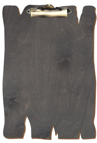 Bütic Holz Klemmbrett in Holzbrettform Grau für DIN A3 A4 A5 A6 aus 3mm Birkensperrholz und mit widerstandsfähigem Klarlack versiegelt