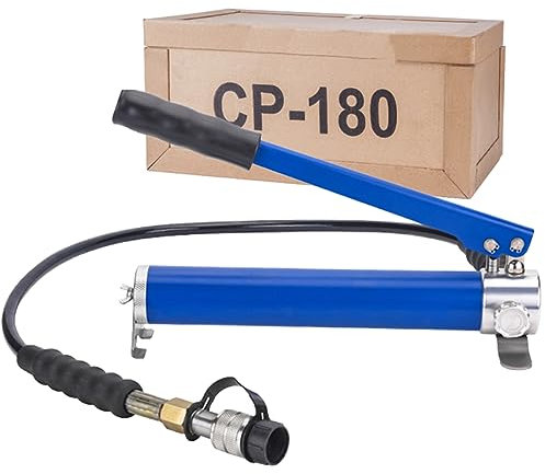 BASICM Tragbare Hydraulische Handpumpe, Einfachwirkende Manuelle Hydraulikwerkzeuge CP-180 Zum Heben, 8500-PSI-Kraftpumpe Mit ZG3/8-Gewinde Und 3,6-Fuß-Schlauch
