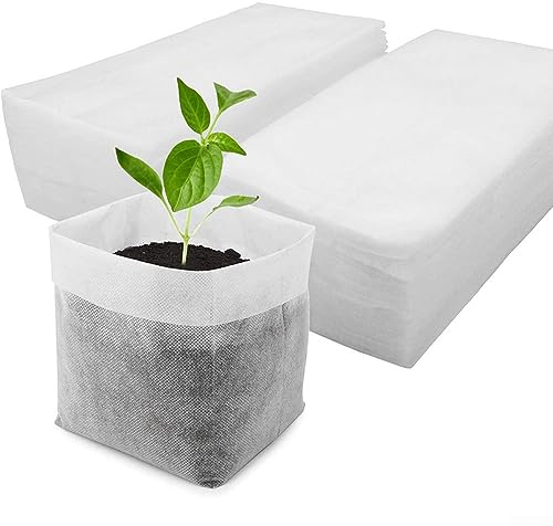 100 PZ Sacchetti in Tessuto Non Tessuto per Coltivare Piante, Sacchetti per Coltivazione Piante, Sacchetti di Coltivazione Biodegradabili da Vivaio per Fiori, Verdure, Alberelli, 24x27cm Pieghevoli
