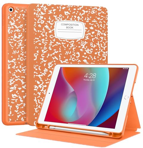 Supveco Schutzhülle für iPad 9. / 8. / 7. Generation 25,9 cm (10,2 Zoll) (Modell 2021/2020/2019) mit Stifthalter, Premium-Folio-Schutzhülle mit automatischer Wake/Sleep-Funktion, weiche TPU-Rückseite,