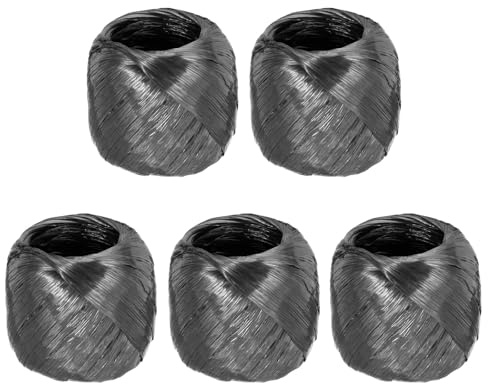 sourcing map Polyester Nylon Plastic Rope Twine Household Bundled,35mm/1.38 Inch Width,55m/180FT Length Plastic Rope for Packing Gardening Craft,Pack of 5(Black)