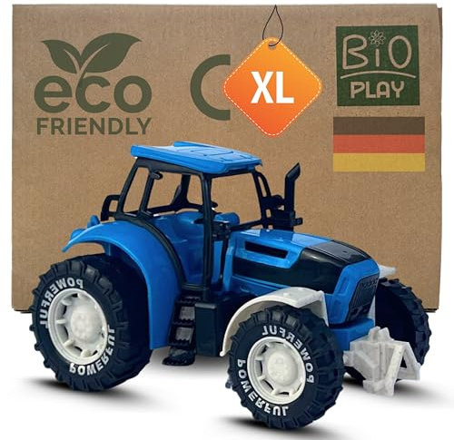 BIOPLAY Sandkasten Traktor blau ab 3 Jahre | Bio-Kunststoff | Kinderspielzeug | Sandspielzeug 36 Monate | Trecker Spielzeug | Sandspielzeug | für Mädchen und Jungs