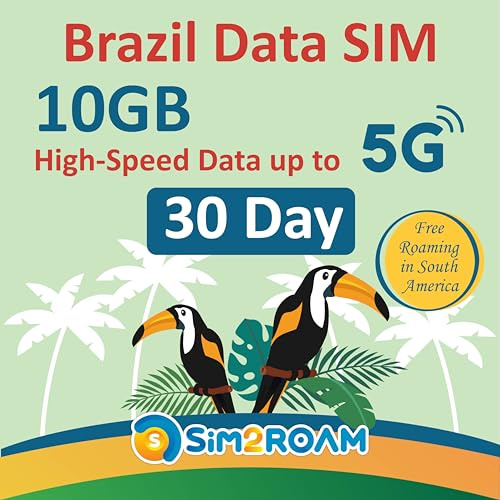 Données du Brésil UNIQUEMENT Carte SIM 30 joursl10Go de données Internet haut débit jusqu'à 5G lItinérance gratuite en Amérique du Sud|AUCUNE activation ou authentification d'identification nécessaire
