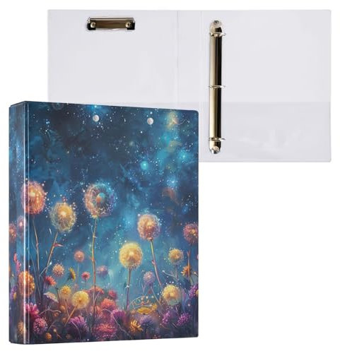 Pusteblumen-Ordner mit bunten 3,8 cm großen Ringen, Rezeptbuch mit Taschen