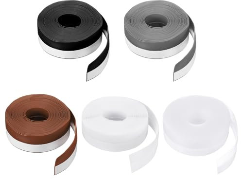 sourcing map 5pcs 82ft Weather Stripping Door Seal 25mm Silicone Seal Strip for Door Draft Stopper Adhesive Tape Window House Shower Glass Gaps Length 25m, Colourful