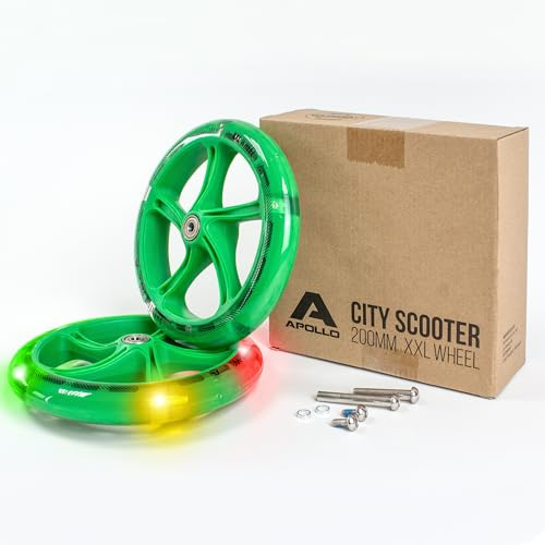 Apollo City Scooter 200mm Ersatzräderset - Pro Wheels mit ABEC 7 Kugellager, Roller Rad Ersatz-Räder passend City-Scooter, auch als LED-Rollen erhältlich