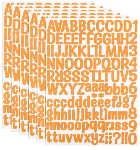 PATIKIL Vinyl Buchstaben Zahlen Aufkleber Set, 756 Stück 6 Blätter Selbstklebende Aufkleber für Briefkastenschild Adresse DIY Bastelkarten (Orange)