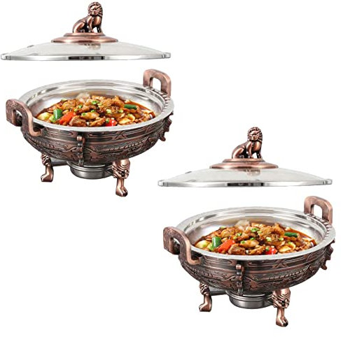 Chafing Dishes & Food Warmers Set - Round Catering Buffet Server for Party Dining Buffet with Food Pan and Fuel Holders