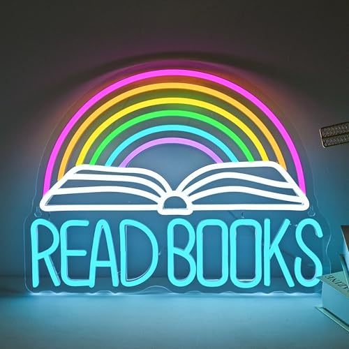 Uike SIGN Rainbow Book Neon Schild,LED Leuchtreklame für Deko,Hochzeit, Geburtstag, Jubiläum, Party, Neonlicht für Gaming Zimmer Schlafzimmer Heim, Neon Sign