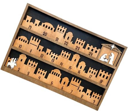 Weihnachtskrippe Adventskalender mit beweglichem Stern Innen 3D Holz Basis Dekoration für Urlaub Countdowns