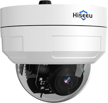 Hiseeu 360° Security Camera Outdoor with HD Night Vision,4K POE Dome Camera Outdoor,Wired CCTV camera,Motion Detection,2-Way Audio,Remote View,Work POE CCTV System