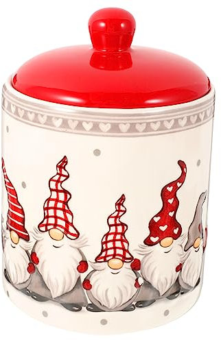 TOKIDNY Barattolo Di Stoccaggio Cucina Ermetico in Ceramica Con Coperchio, Contenitore Rotondo Per Tè e Frutta Secca, Porta Cereali Per Uso Domestico e Regalo Natalizio