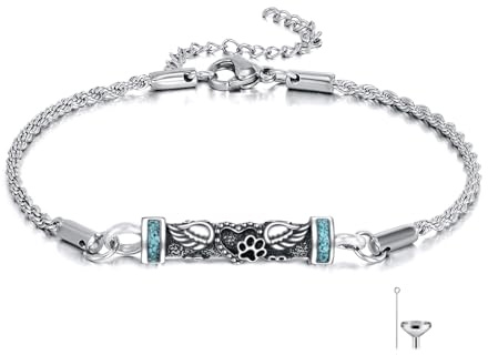 DAYLINLOVE Urn Bracelet for Ashes 925 Sterling Silver Tree of Life/Dragonfly/Sunflower/Butterfly/Compass/Pet/Filigree Cremation Keepsake Turquoise Abalone Shell Jewellery Bracelet for Women Men