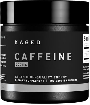 Kaged Caffeine Pills | Unflavored | 200 mg Organic PurCaf Caffeine | Energy Boost, Coffee Replacement Pills | No Jitters | Supplements for Men & Women | 100 Servings
