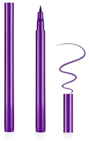 Aomig Delineador de Ojos Líquido, Eyeliner Waterproof con Punta de Fieltro Precisa para un Delineado Fino Perfecto, Lapiz de Ojos, Secado Rápido, Duradero, Resistente al Sudor y a las Manchas, Púrpura
