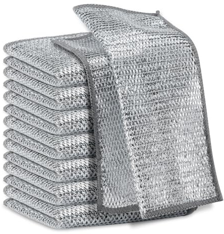 DyPinYise 5Pcs Non Scratch Wire Dishcloth, Multipurpose Wire Dishwashing Rags, Steel Metal Wire Cloth Mesh Miracle Cleaning Cloths for Kitchen, Dishes
