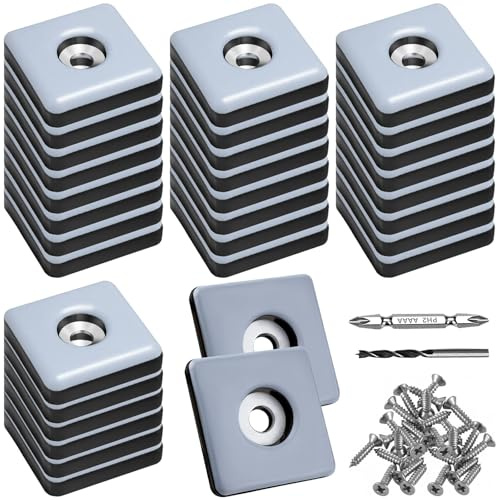 Teflongleiter zum Schrauben 32 Stück 30 mm Teflongleiter Quadratisch | Möbelgleiter mit 32 Edelstahlschrauben 2 Bohrer Bodengleiter Möbelgleiter-Set Effektiver Schutz Ihrer Möbel Stühle Böden