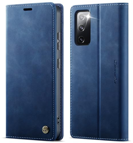 CaseMe Handyhülle für Samsung Galaxy S20 FE Hülle Premium Leder mit RFID Schutzhülle Klapphülle Magnet Kartenfach Standfunktion Klappbar Flip Case Tasche für Galaxy S20 FE 5G/4G 6,5'' - Blau