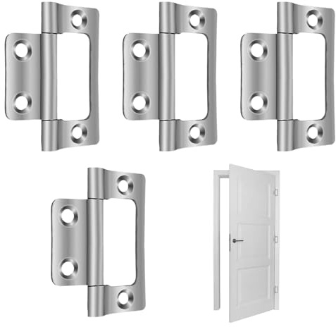 Flush Hinges,2 Pairs (4 Unit) Flush Hinge,50 mm (2 inch) Hinges for Cupboard Doors Cabinets Dresser Wardrobes,Cabinet Cupboard Hinges
