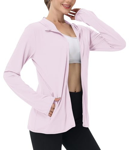 BFSWL Ropa de protección UV para mujer de manga larga, chaqueta de verano transpirable, sudadera con capucha solar de verano, chaqueta deportiva de protección solar, camiseta deportiva de protección