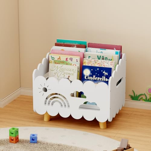 DUHARS Libreria Montessoriana per Bambini Legno, Porta Libri Contenitore Giochi da Terra, per Cameretta Bambini e Stanza dei Giochi, Scatola Porta Oggetti, Espositore Libri