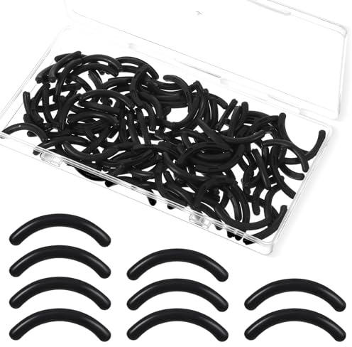 Classicseali 120 Stück Eyelash Curler Refill, Wimpernzange Gummi, Silicone Ersatzgummi Wimpernzange,Universal Wimpernzangen Silikon mit Aufbewahrungsbox zum Ersetzen der Wimpernzangen(3.3cm, Schwarz)