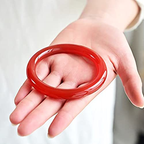 Chinesisches Stil Red Achat Jade Armreif Armband für Frauen Damenarmband mit Schmuckschatulle, 53-54 mm