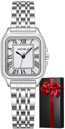 CIVO Armbanduhr Damen Edelstahl Analog: Klein Eckig Wasserdicht Damenuhr - Quartz Römische Ziffern Uhr Damen - Elegant Geschenke für Valentinstag Geburtstag Weihnachten