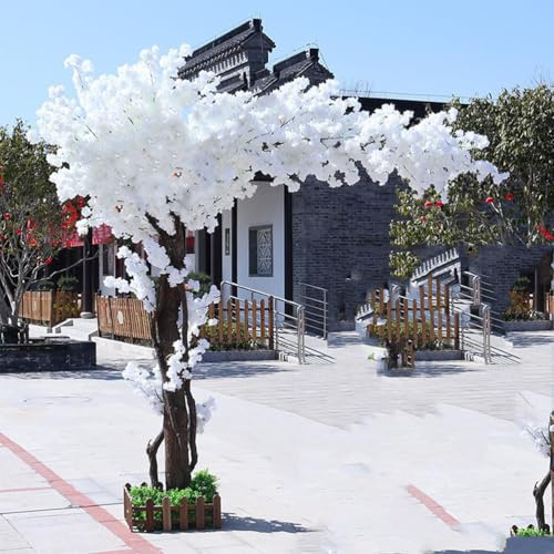 Árbol De Cerezo Japonés Artificial,Planta Grande,Decoración De Flor De Seda Sakura Falsa Hecha A Mano,Árbol De Los Deseos,para Bodas, Eventos, Fiestas En,Blanca,1.2 * 1M/47 * 39in