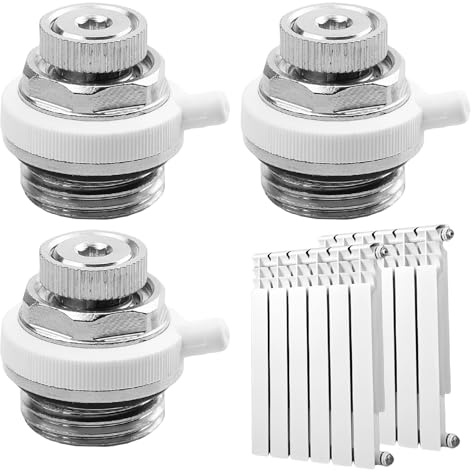 3 Pezzi Valvola di Sfiato Automatica, Sfiato Termosifone 1/2 Pollice, Valvola Automatica per Sfiato per Impianti di Riscaldamento con Sfiato Automatico, Rame Nichelato