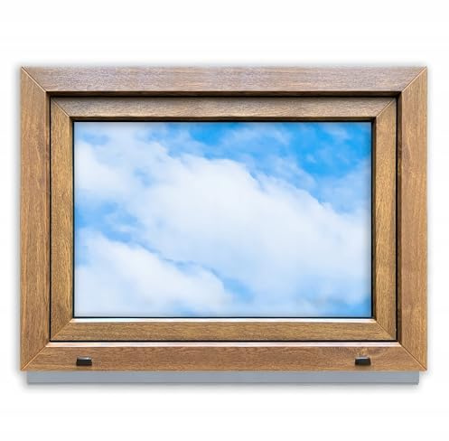 LORAC | Fenêtre en plastique chêne doré blanc 800 x 600 mm, 80 x 60 cm, PCV, DIN droite, inclinable et exposable, double vitrage, économe en énergie – Fenêtre avec certificat CE pour cave et