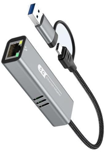 Adaptador Ethernet USB de 5 GHz que soporta transferencia de datos de hasta 5 Gbps para conexión de red de escritorio y portátil, tarjeta de red Gigabit