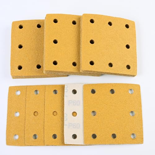 Slippapper 110 x 115 mm, 8 hål, 40 stycken kardborreband, slipplattor P60, starkare borttagning slipblad för vibrationsslipmaskin på trä, metall, lack, plast – Sruhrak