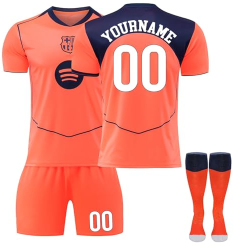 Camiseta Fútbol Barcelona 25/26 Personalizadas DIY Nombre y Número para Hombres y Niño, equipación Fútbol con Conjunto Top Pantalón Corto y Calcetines Regalo de Fútbol