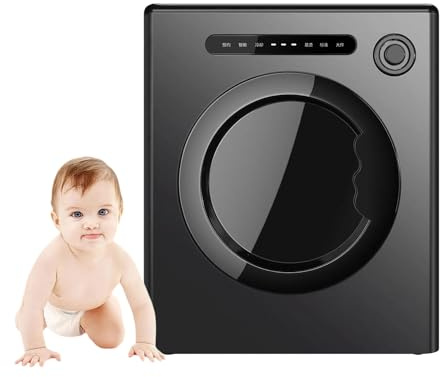 CHHMAELOVE Secadora de Ropa con ventilación de 4 kg, portátil de 1700 W con Panel de Control Inteligente y función UV, Tina de Acero Inoxidable, Secadora de Ropa eléctrica compacta para casa Black