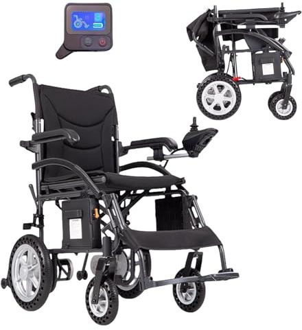 Fauteuil roulant électrique pliable, scooter motorisé pour personnes âgées, fauteuil roulant électrique léger avec deux moteurs et pliage intelligent,