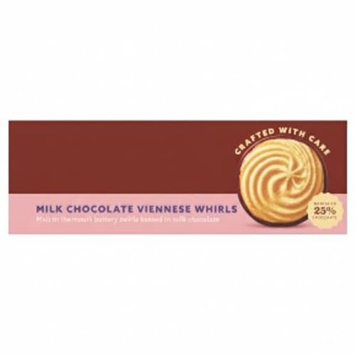 Milk Chocolate Viennese Whirls, Buttery Biscuit Swirls Coated in 25% Milk Chocolate, Suitable for Vegetarians, 150g
