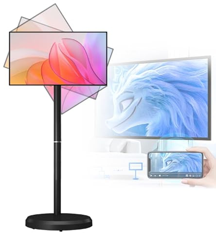 Smart Portable Touch Screen Monitor with Android OS, Rolling Wheels, and Long Battery Life for Mobile Entertainment and Display