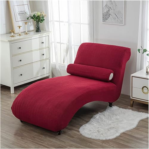 Stretch Relaxliege Schonbezug Ohne Armlehnen Elastische Chaiselongue Schonbezüge Lazy Sofabezug Ohne Armlehnen Abdeckung Liegesessel Bezug Sofabezug rutschfest(Wine red)