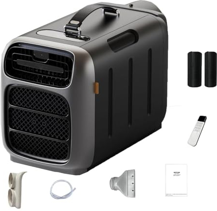 Condizionatore portatile per campeggio, raffreddamento e riscaldamento rapidi, 3 velocità del vento, basso consumo energetico, ideale per tende e camper