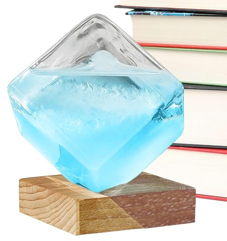Wettervorhersage-Sturmglas – Würfelförmige Glas-Barometer-Dekoration, Desktop-Wetterstation-Prognose-Display, Elegantes Akzentstück Für Zuhause, Schlafzimmer, Büro, Kristallklare, Mit Flüssigkeit Gefü