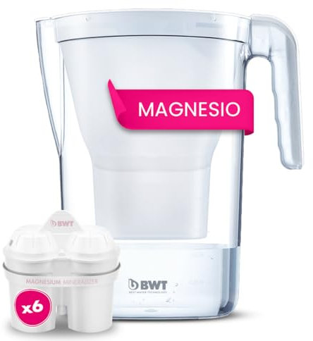 BWT Jarra filtradora de agua 2,6L + 6 filtros con magnesio, modelo Vida contador manual para seis meses, relleno automático sin abrir tapa, reduce cloro, cal e impurezas