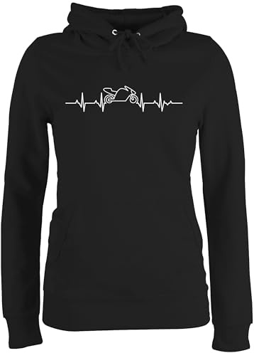 Shirtracer - Pullover Damen Hoodie Frauen - Biker - Herzschlag Motorrad I Motorbike